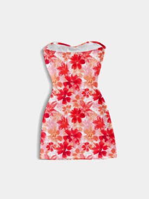 Women’s Floral Strapless Fitted Mini Dress (2)