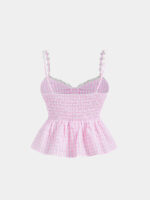 Women’s Pink Gingham Ruffle Cami Top