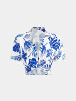 Women’s Seashell Print Twist Neck Summer Shirt