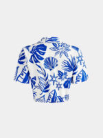 Women’s Seashell Print Twist Neck Summer Shirt