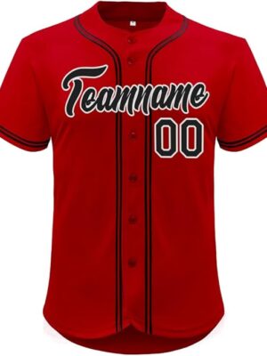 Custom Baseball Jersey for Men, Women, Youth – Button Down Sports Tee with Stitched or Printed Letters & Numbers, Big Sizes Available – Personalized