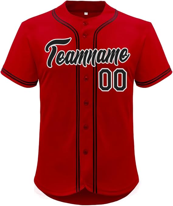 Custom Baseball Jersey for Men, Women, Youth – Button Down Sports Tee with Stitched or Printed Letters & Numbers, Big Sizes Available – Personalized