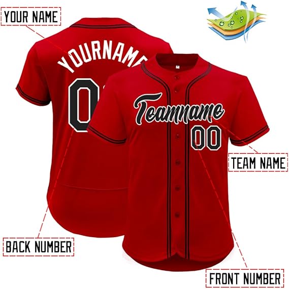 Custom Baseball Jersey for Men, Women, Youth – Button Down Sports Tee with Stitched or Printed Letters & Numbers, Big Sizes Available – Personalized