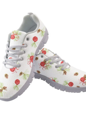 Pine Cones Spruce And Xmas Bells On White Background Running Shoes Sport Sneakers