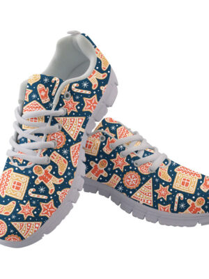 Outline Gingerbread Cookies Collection And Snowflakes Running Shoes Sport Sneakers