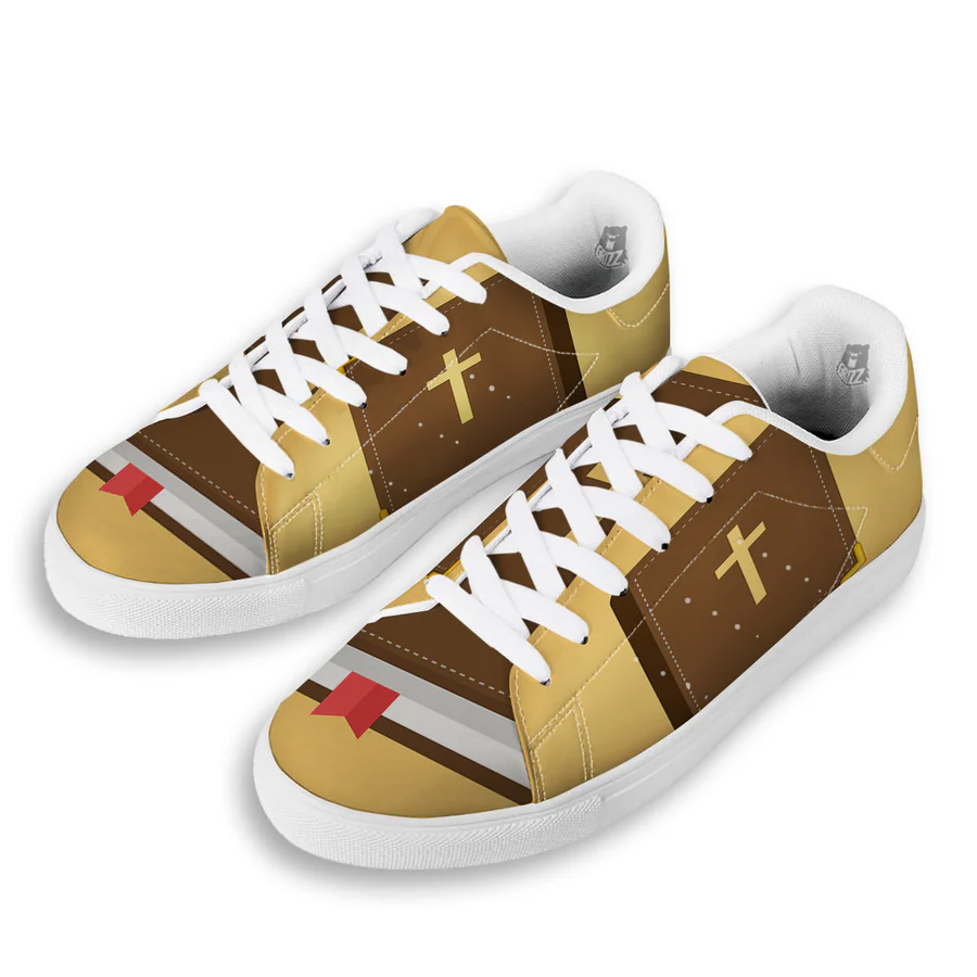 Holy Bible Christian Print White Low Top Sneakers