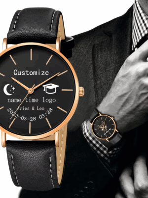 Personalize Customize Quartz Watch With Print Logo Personalize for Women Men Gift 40mm - Personalized