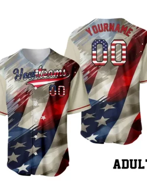 Vintage USA Flag Baseball Jersey, Custom Name Number Jersey, US Independence Jersey, Custom Patriot Baseball Jersey, Baseball Player Gift