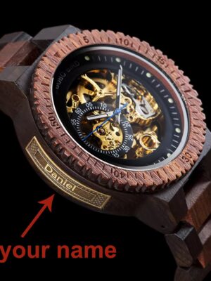 Personalized Wood Automatic Watches Relogio Masculino Custom Anniversary Gifts for Him Free Engraving 40mm